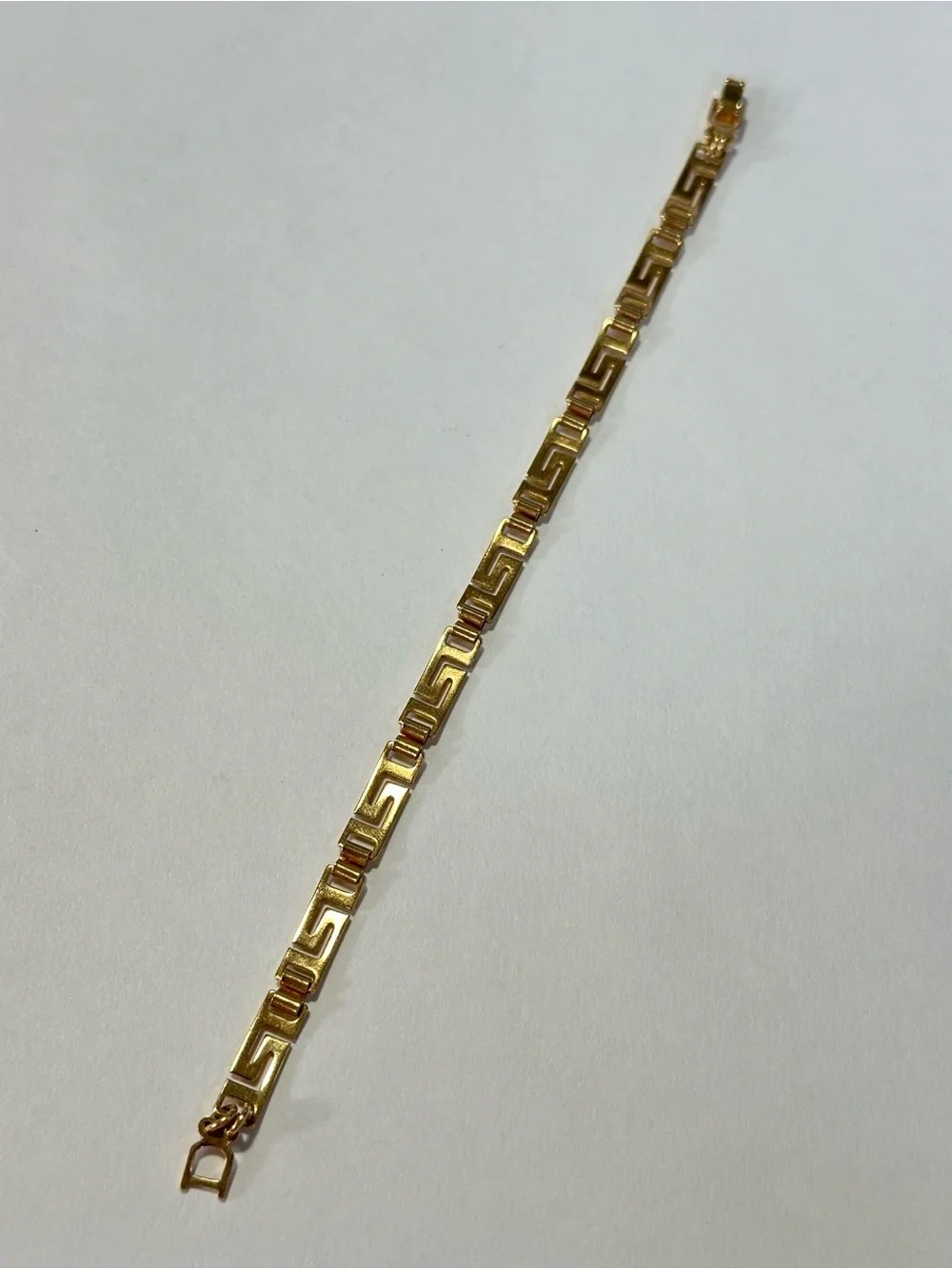 8” Gold-Tone Greek Key Link Bracelet Old Money Quite Luxury Mediterranean Mens